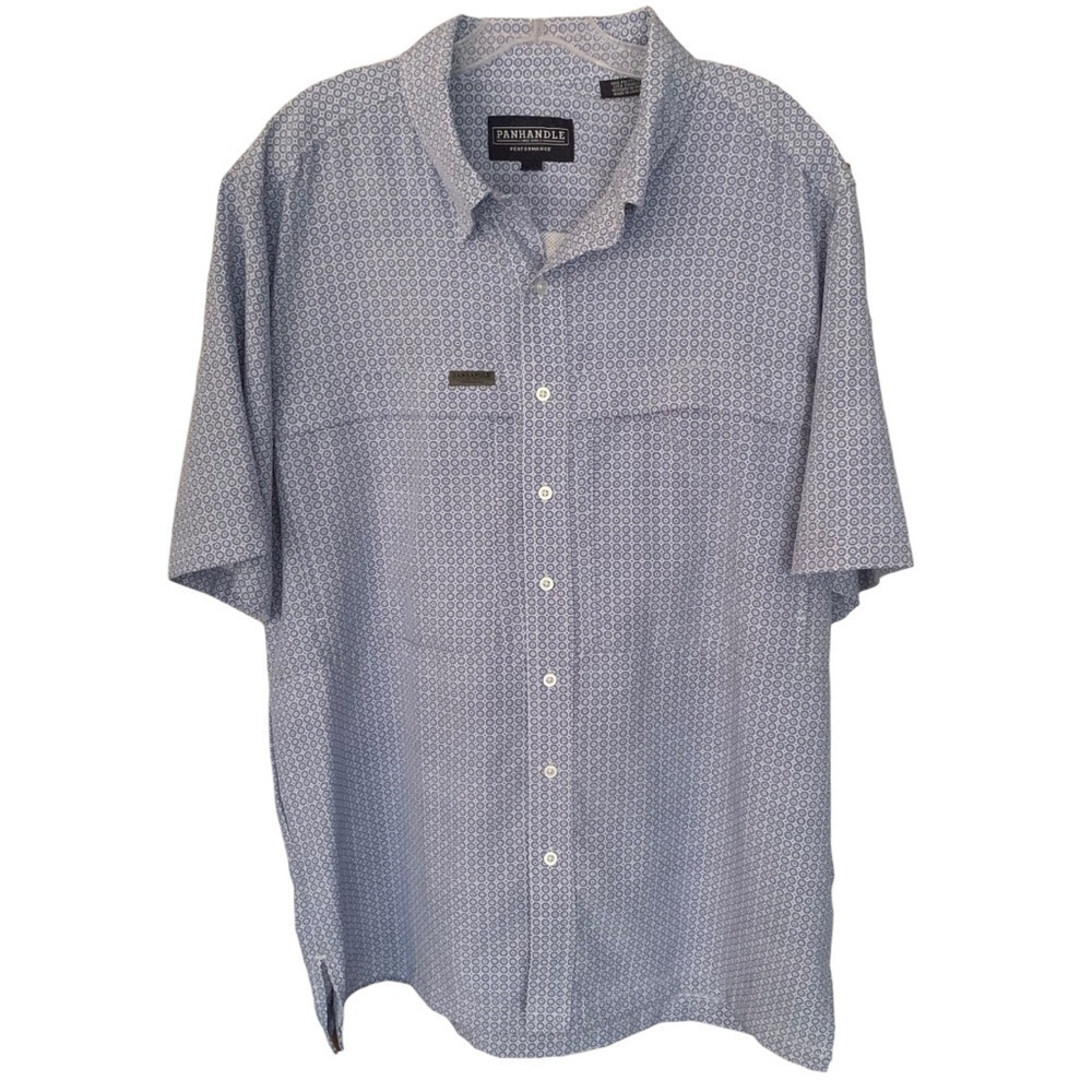 Panhandle Performance Men's SS Geometric Print Button Down Western Shirt Sz L
